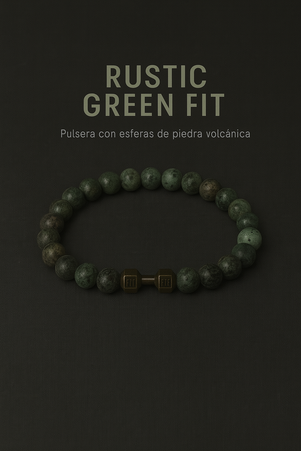 Pulsera de Piedra Volcánica con Dije de Mancuerna – Energía, Estilo y Fuerza Interior