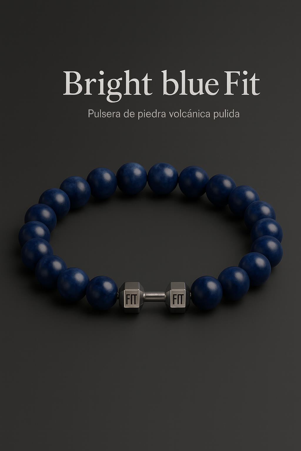 Pulsera de Piedra Volcánica con Dije de Mancuerna – Energía, Estilo y Fuerza Interior