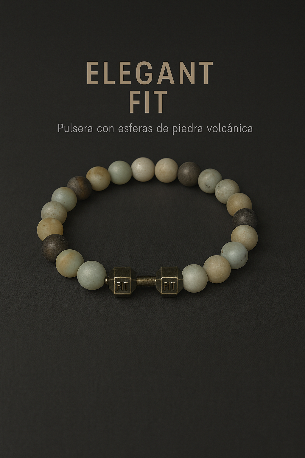 Pulsera de Piedra Volcánica con Dije de Mancuerna – Energía, Estilo y Fuerza Interior