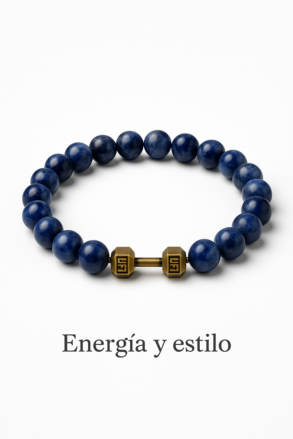 Pulsera de Piedra Volcánica con Dije de Mancuerna – Energía, Estilo y Fuerza Interior