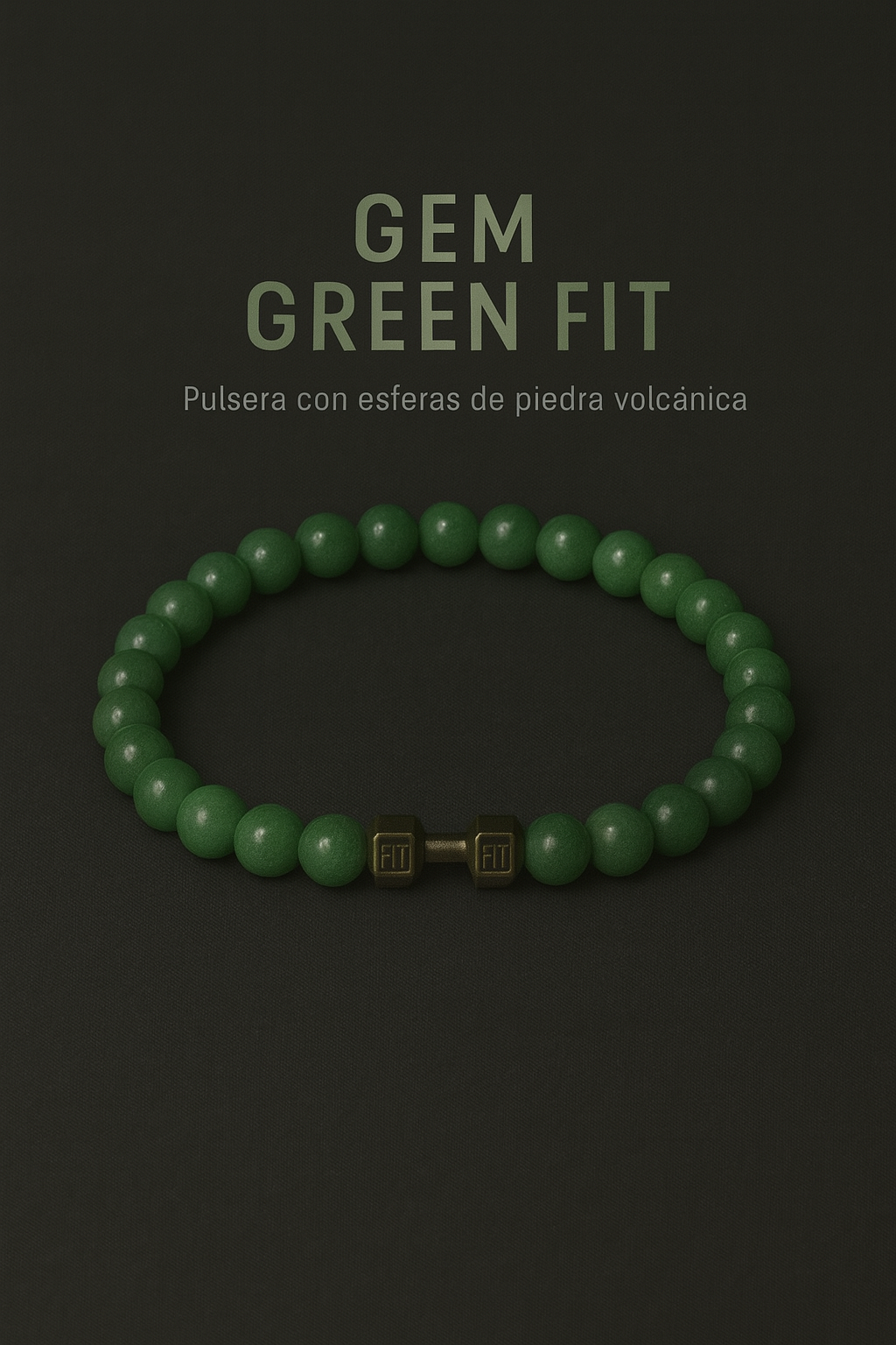 Pulsera de Piedra Volcánica con Dije de Mancuerna – Energía, Estilo y Fuerza Interior