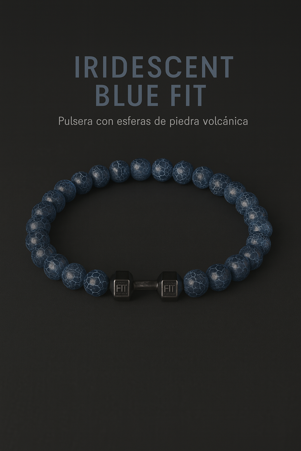 Pulsera de Piedra Volcánica con Dije de Mancuerna – Energía, Estilo y Fuerza Interior