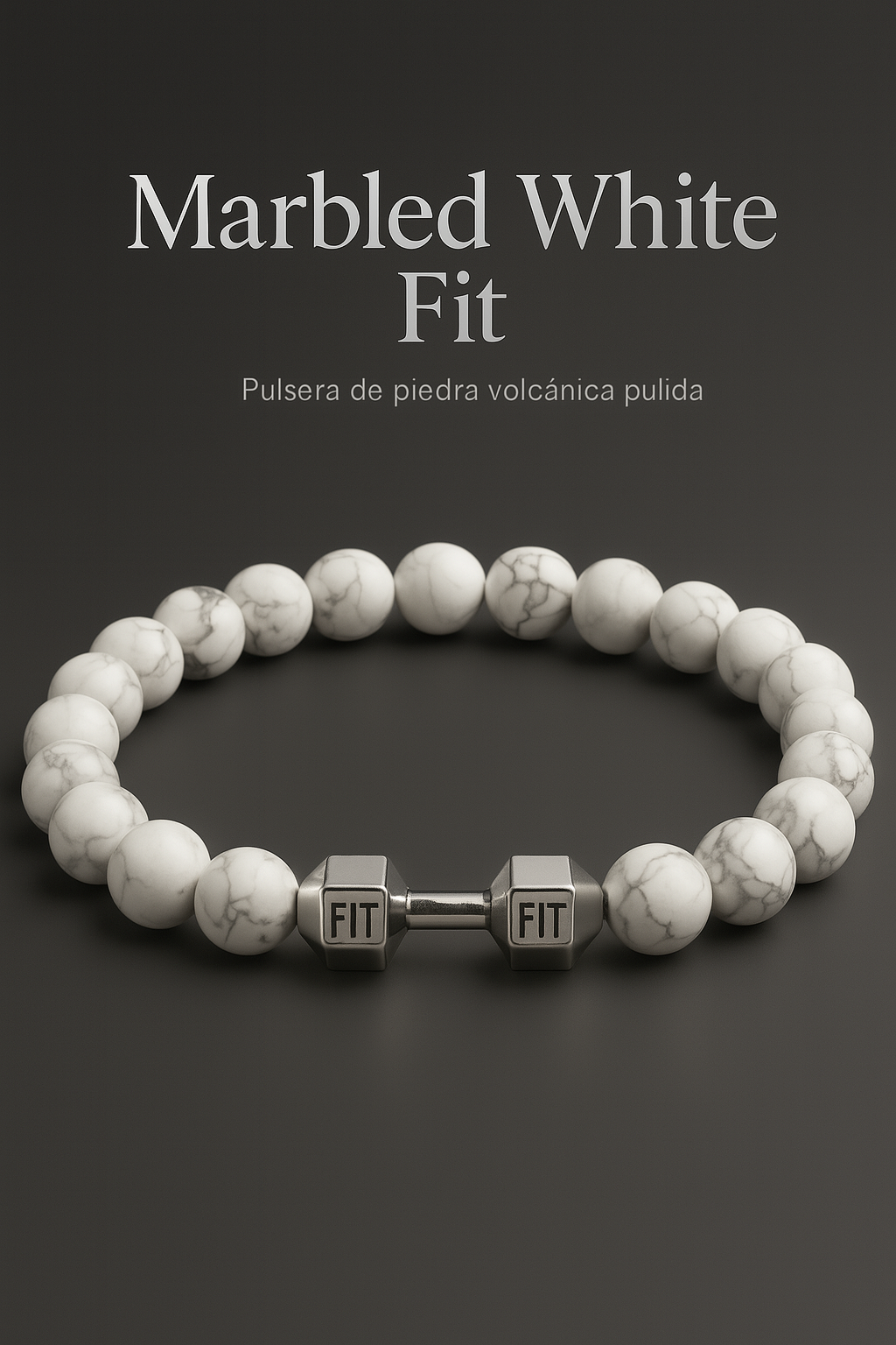 Pulsera de Piedra Volcánica con Dije de Mancuerna – Energía, Estilo y Fuerza Interior