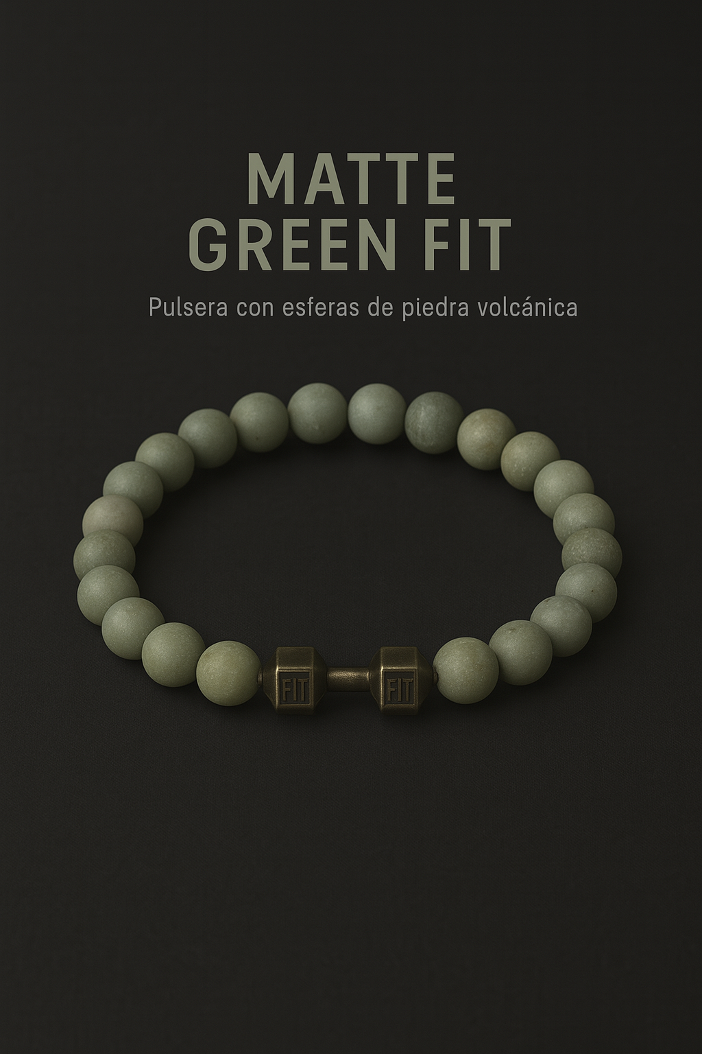 Pulsera de Piedra Volcánica con Dije de Mancuerna – Energía, Estilo y Fuerza Interior