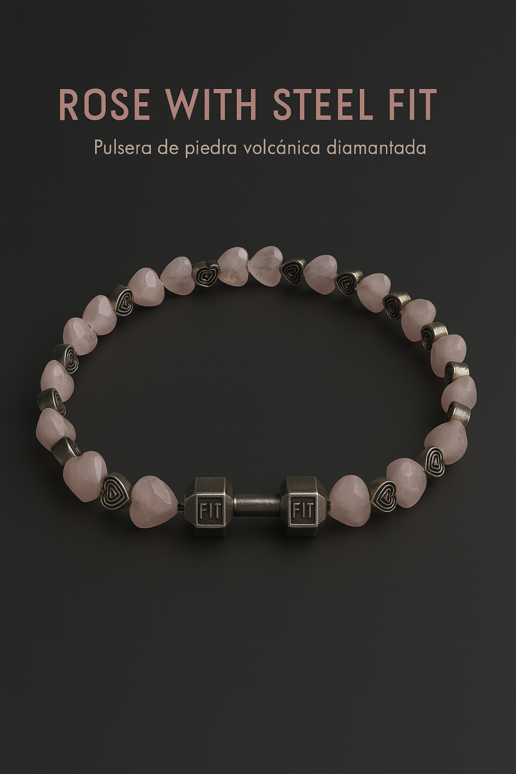 Pulsera de Piedra Volcánica con Dije de Mancuerna – Energía, Estilo y Fuerza Interior